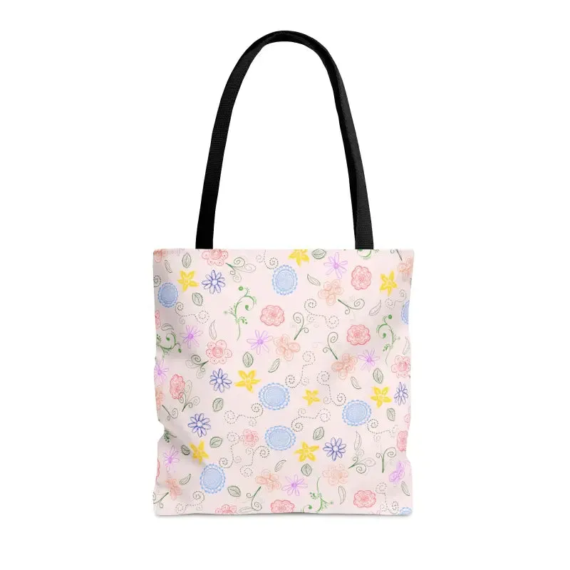 Pink Floral Pattern Tote Bag Trio