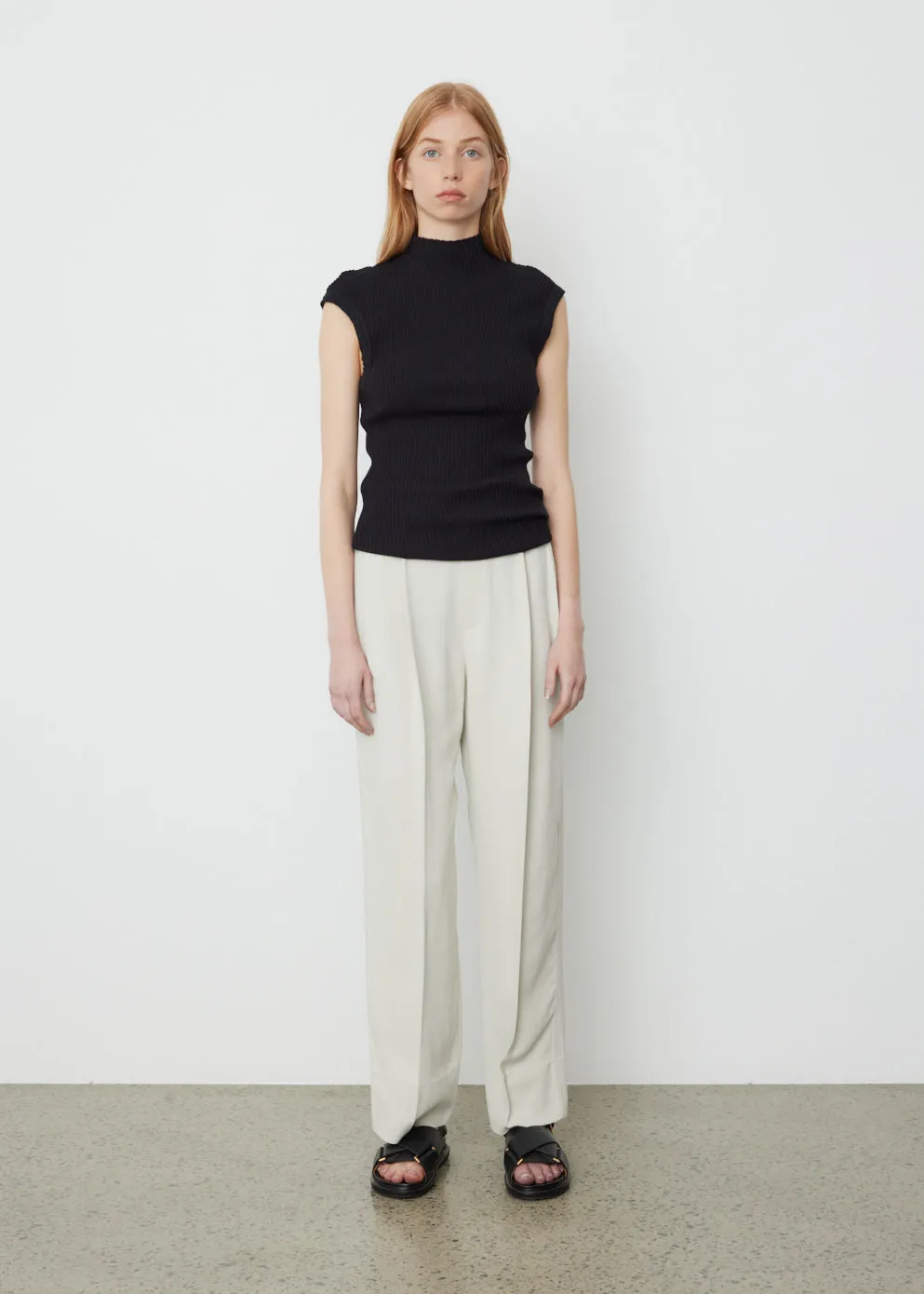 Pleated Straight Leg Pant