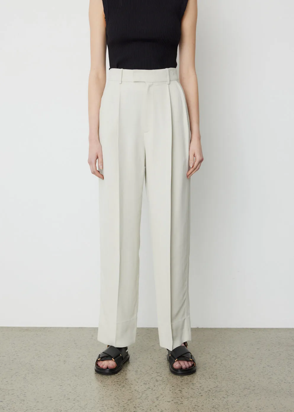 Pleated Straight Leg Pant