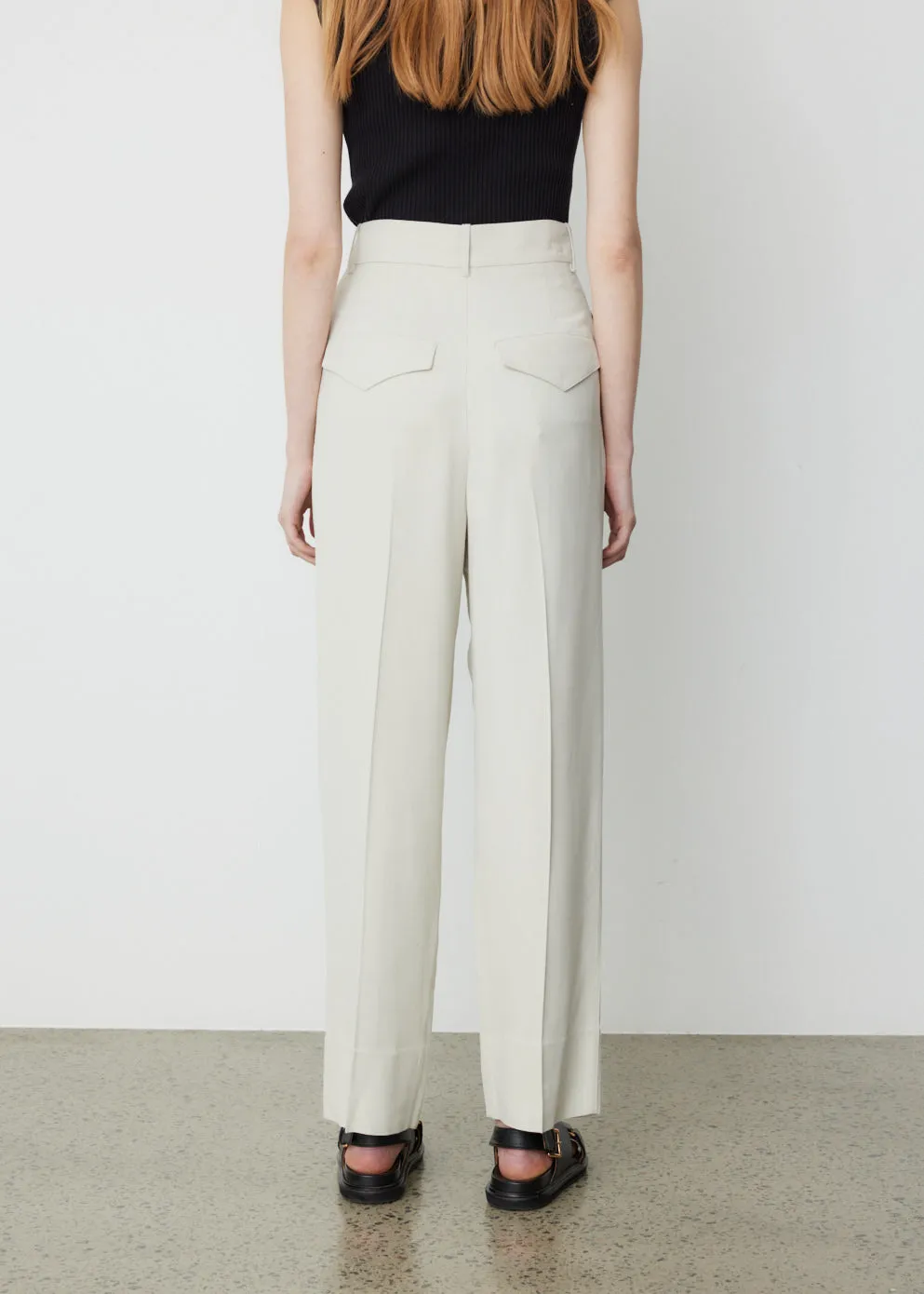 Pleated Straight Leg Pant