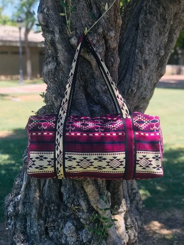 Plum Woven Duffel Bag- Large