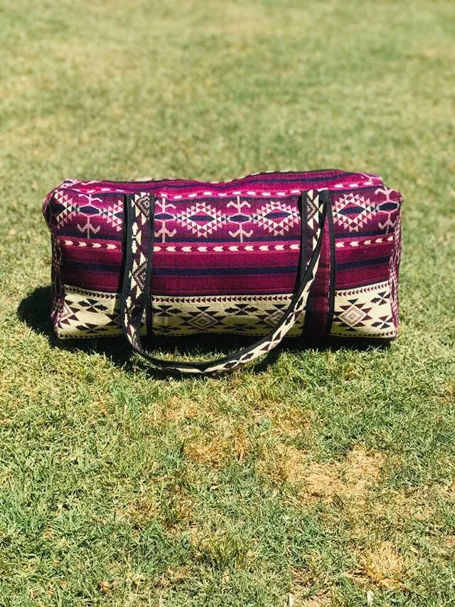 Plum Woven Duffel Bag- Large