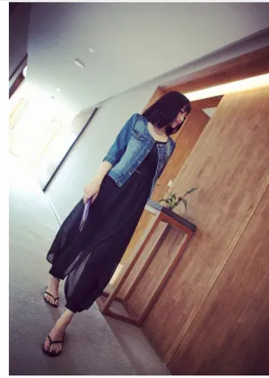 Plus Size Women False Two-Piece Chiffon Splitted Spliced Lantern Pants