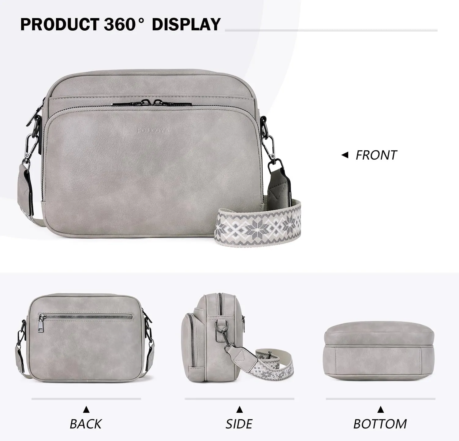 POIUGOYA Crossbody Purses for Women Trendy,Vegan Leather Medium Crossbody Bag,Women's Crossbody Travel Purse Built in Wallet