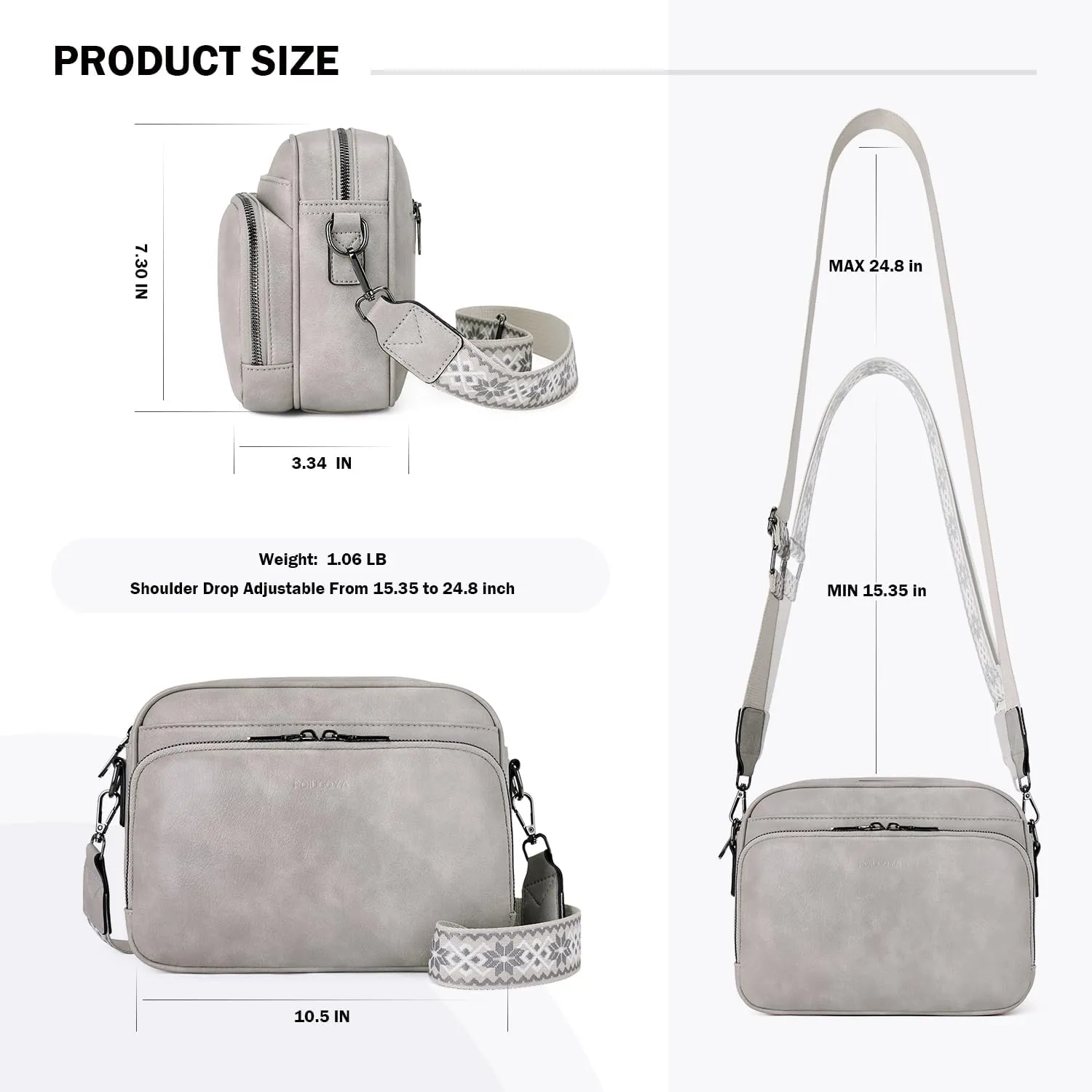 POIUGOYA Crossbody Purses for Women Trendy,Vegan Leather Medium Crossbody Bag,Women's Crossbody Travel Purse Built in Wallet