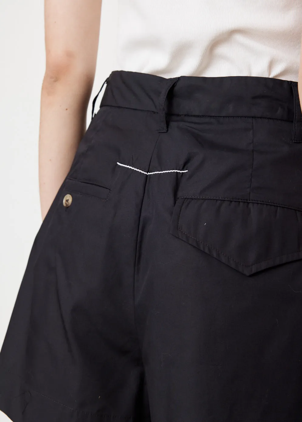 Poplin Pleated Mini Shorts