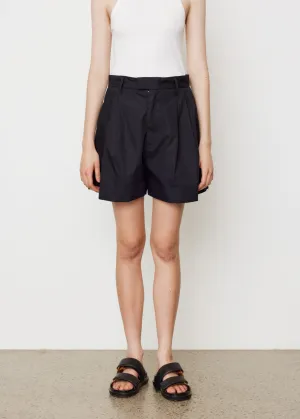 Poplin Pleated Mini Shorts