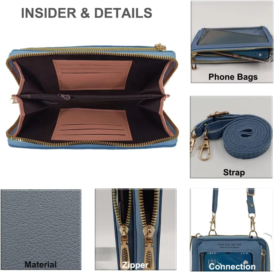 PORT&LOTUS Small Crossbody Handbags for Women Cell Phone Purse Wallet Ladies Women's Clutch PU Leather Shoulder Bags