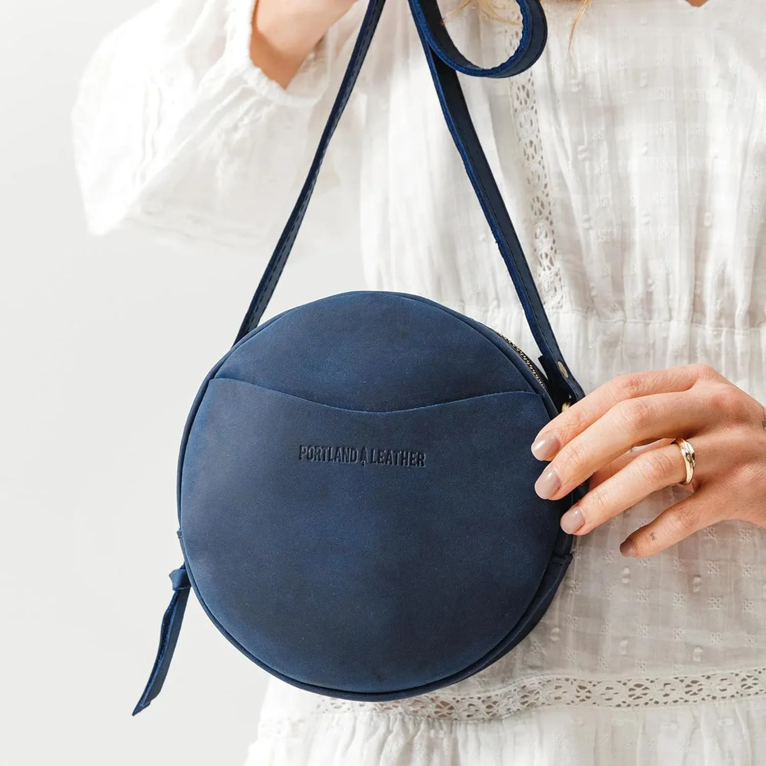 Portland Leather Goods Circle Crossbody Bag for Women – Handmade from the Finest Full-Grain Hides