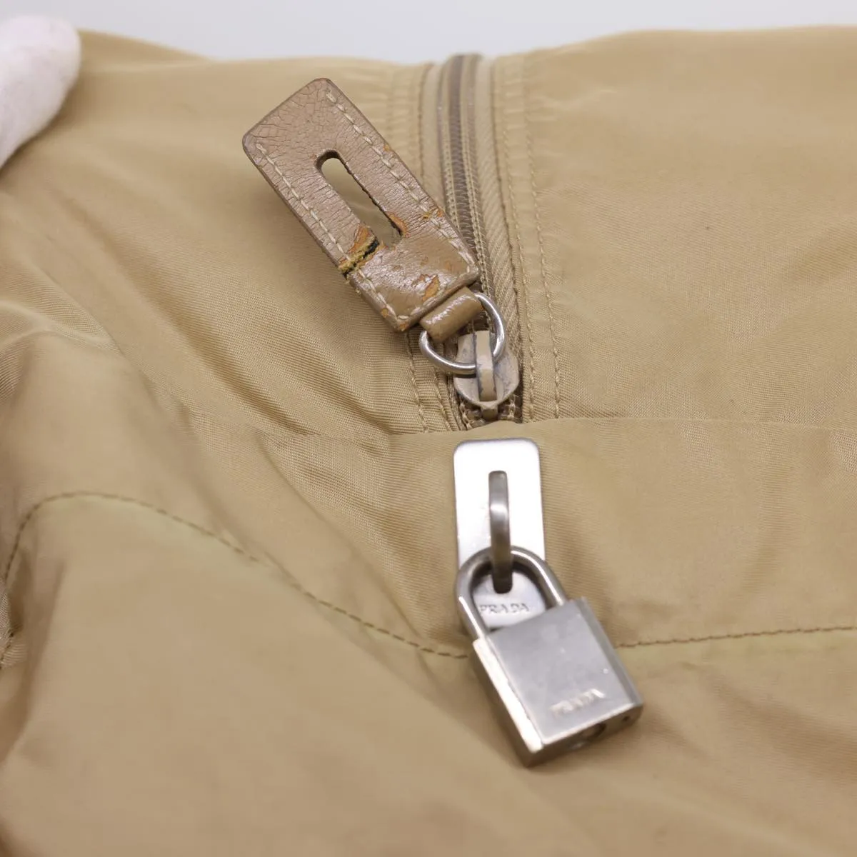 PRADA Boston Bag Nylon Beige  bs4903