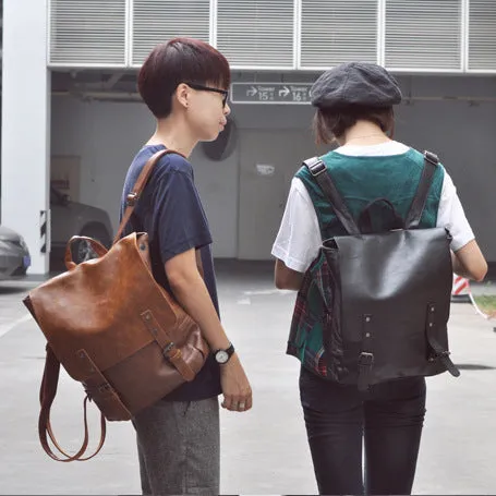 PU Leather Travel Backpack Leather Men Laptop Backpack Male Large Capacity