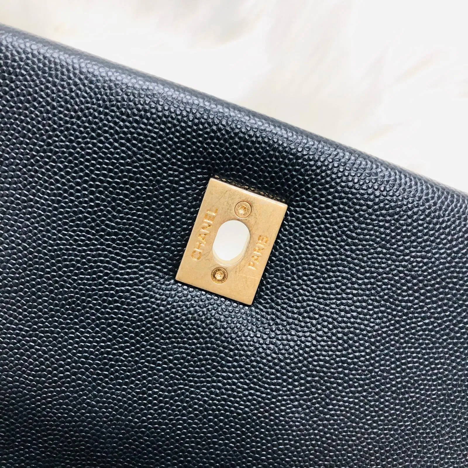 Quilted Medium Coco Handle Flap Black Caviar