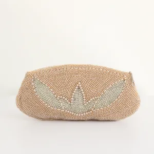 "Champagne Pearls" Vintage 1950's Pearl & Grey Beaded Clutch Bag