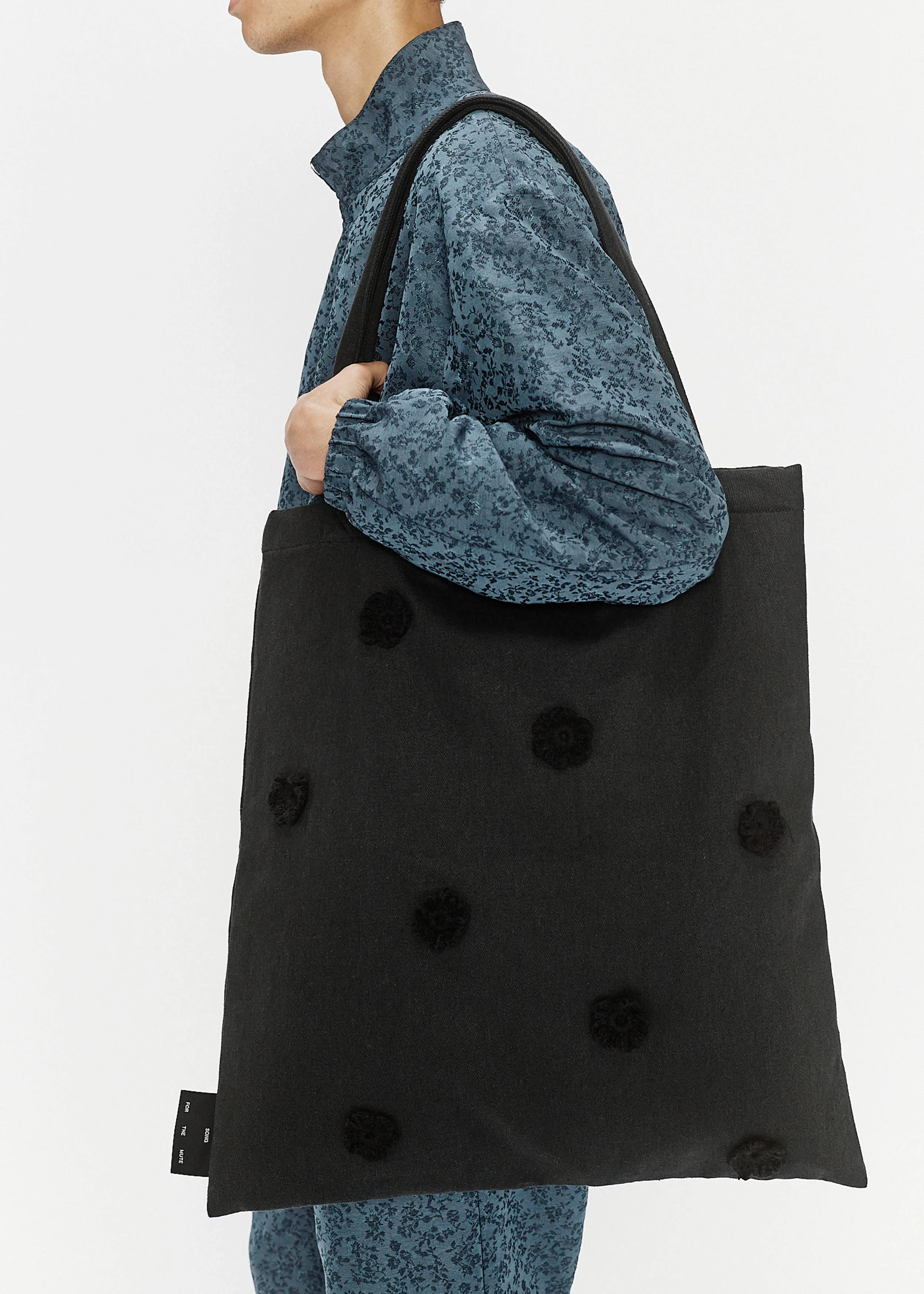 "Daisy" Tote Bag - Hemp Drill (Black)