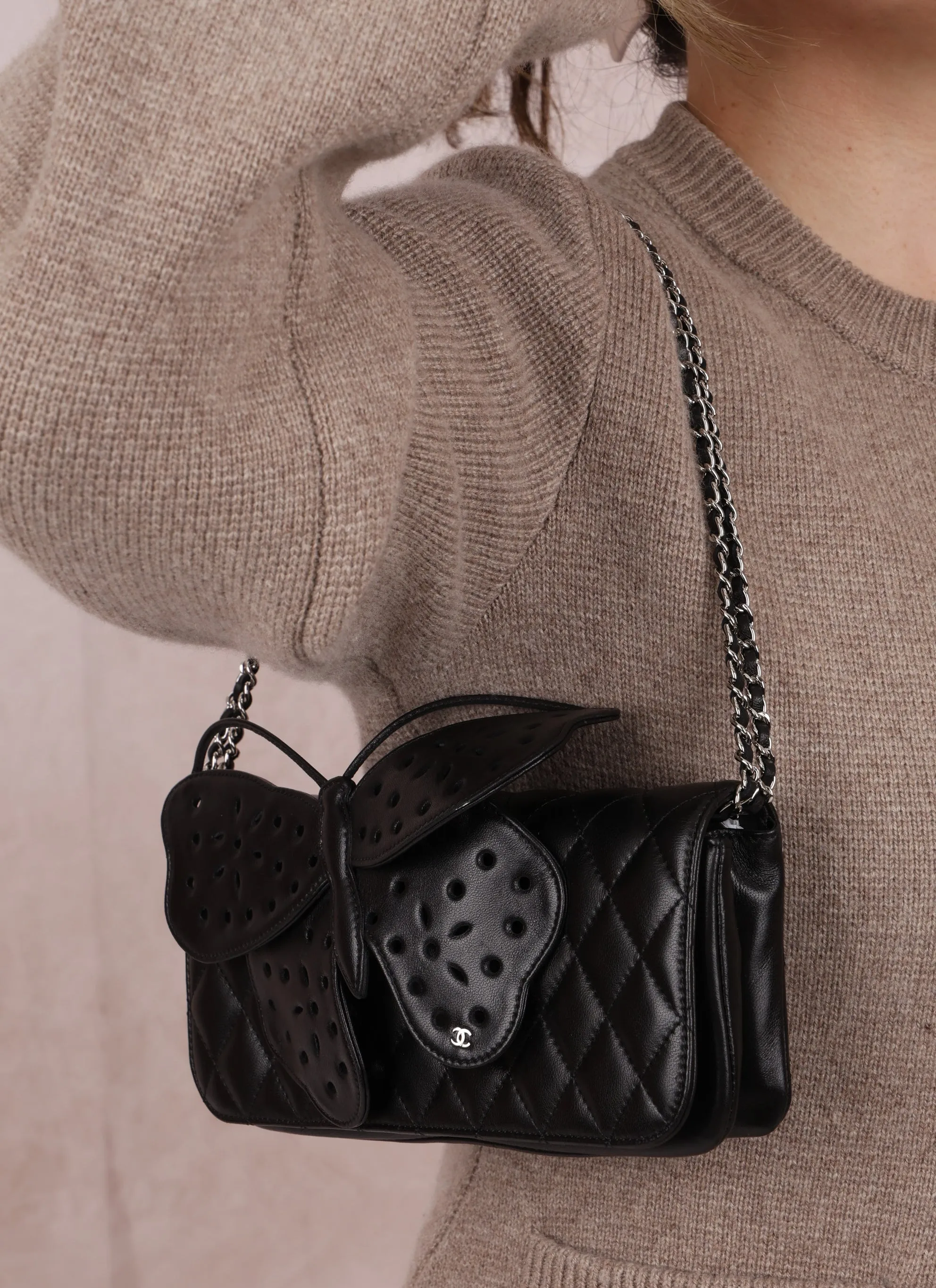 Rare Chanel 2011 Lambskin Butterfly Crossbody