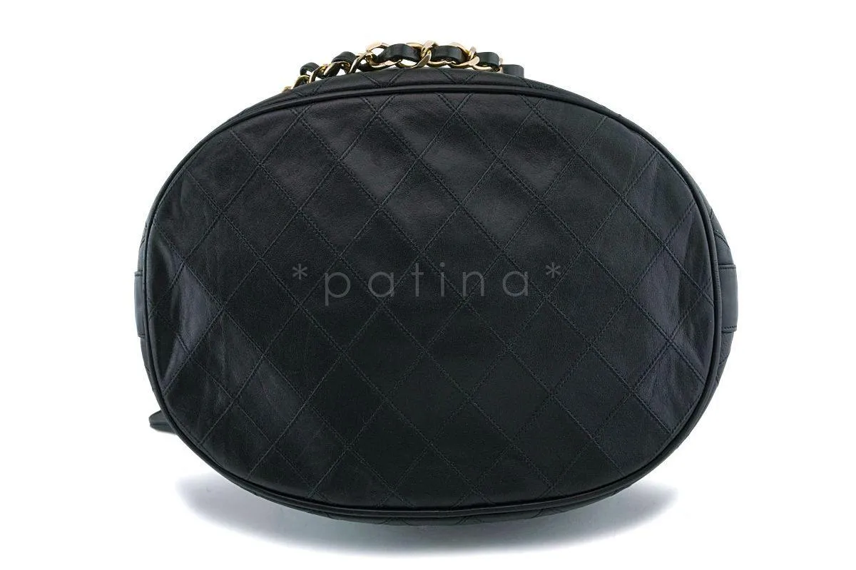 Rare Chanel Vintage Black Drawstring Bucket Bag 24k GHW