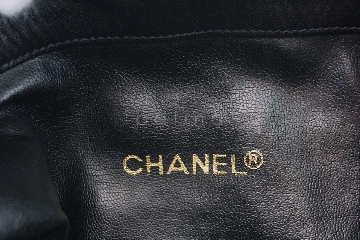 Rare Chanel Vintage Black Drawstring Bucket Bag 24k GHW