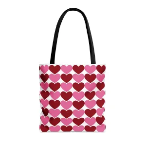 Red & Pink Hearts Tote Bag, Valentine's Handbag, Valentine's Day Gift for Her