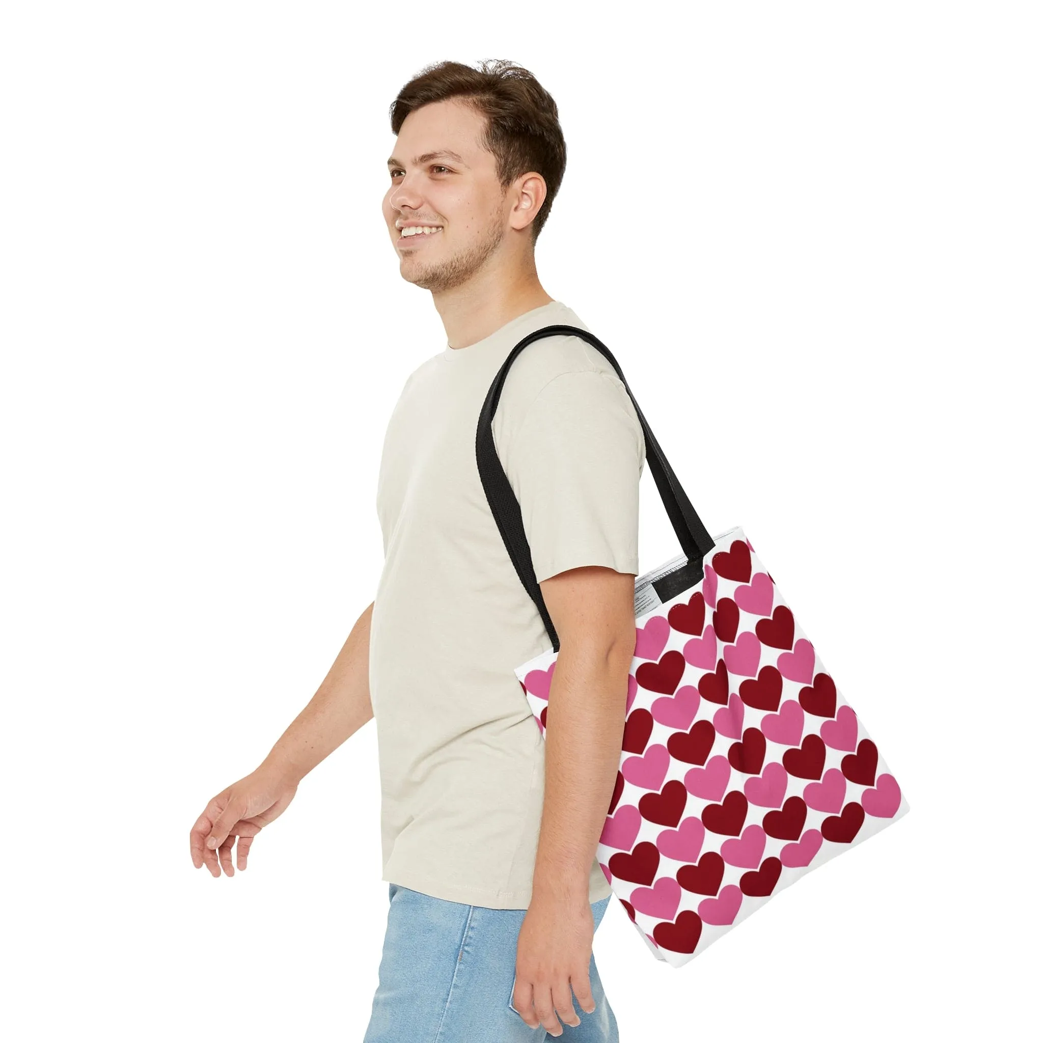 Red & Pink Hearts Tote Bag, Valentine's Handbag, Valentine's Day Gift for Her