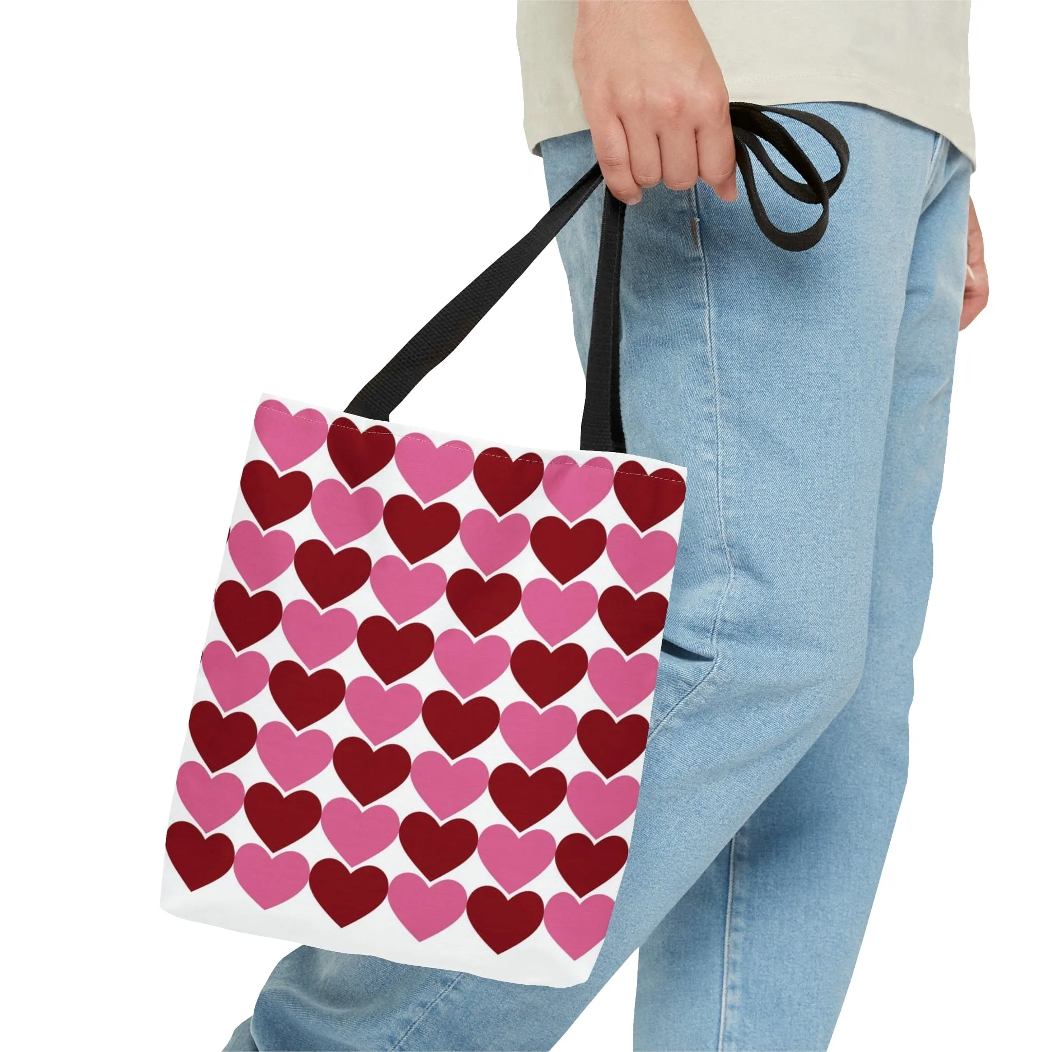 Red & Pink Hearts Tote Bag, Valentine's Handbag, Valentine's Day Gift for Her