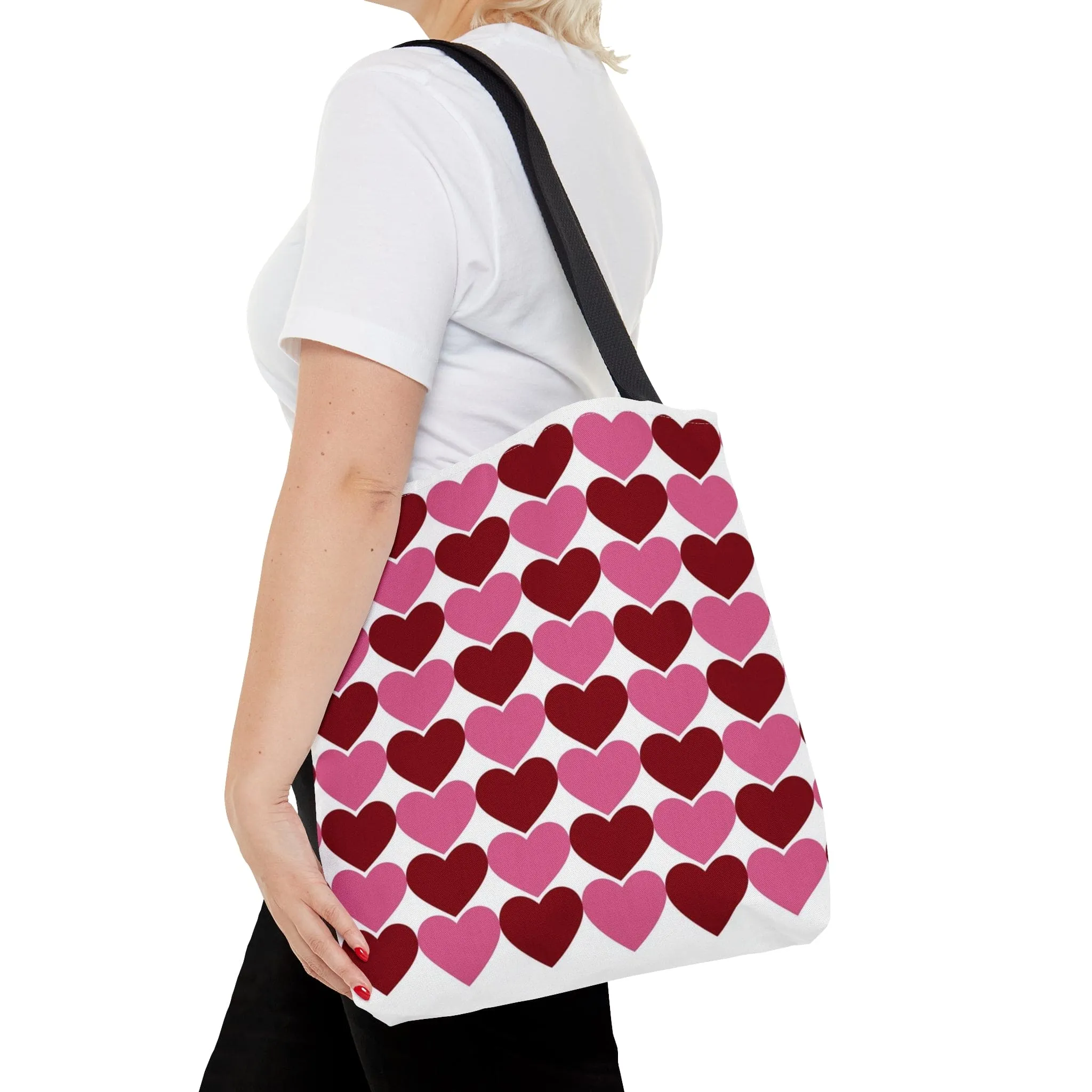 Red & Pink Hearts Tote Bag, Valentine's Handbag, Valentine's Day Gift for Her