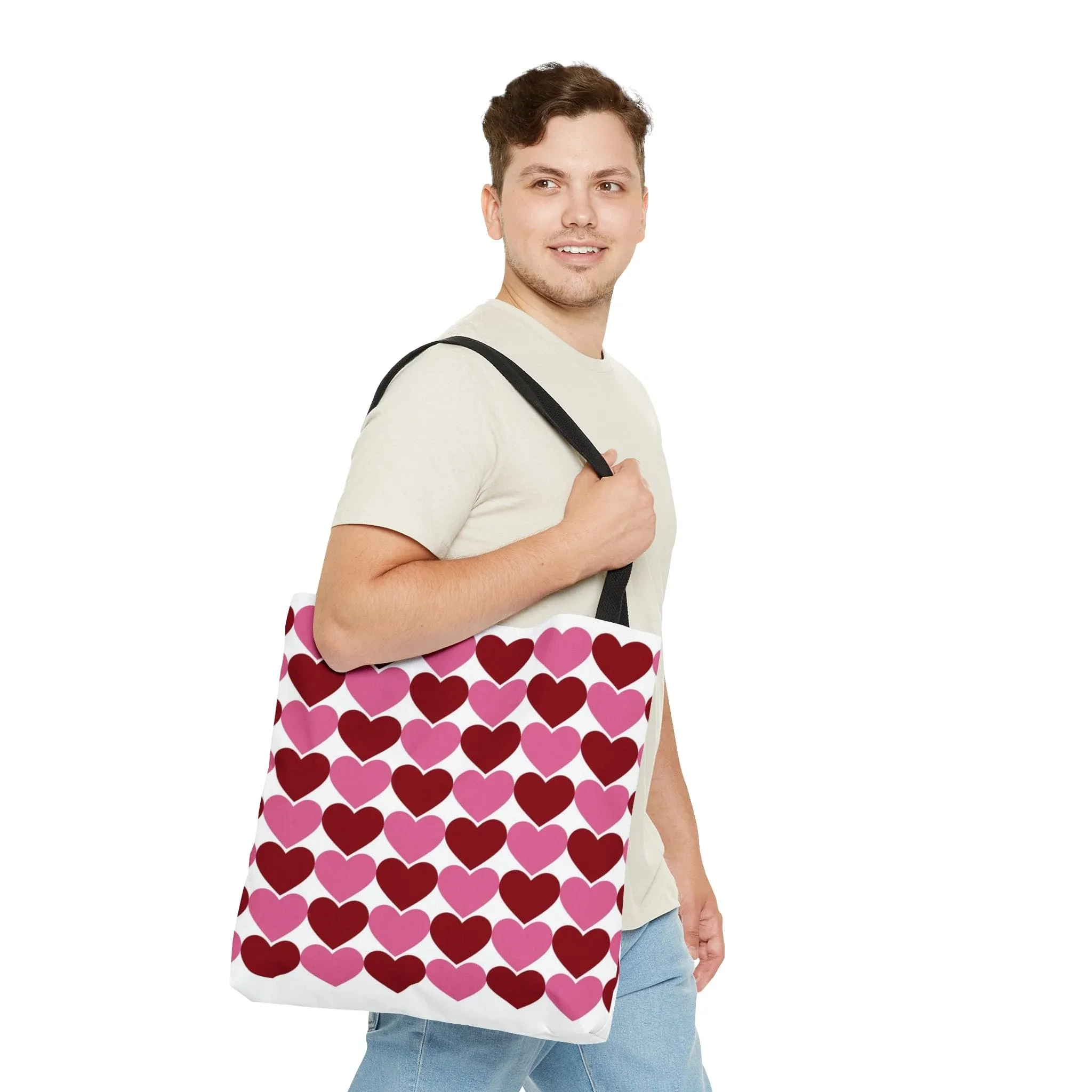Red & Pink Hearts Tote Bag, Valentine's Handbag, Valentine's Day Gift for Her