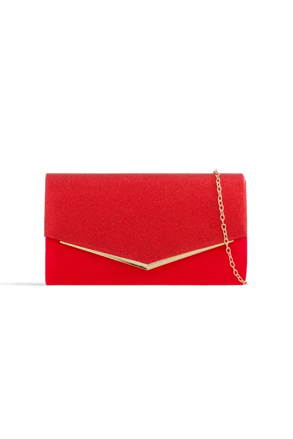 Red Glitter Envelope Clutch Bag