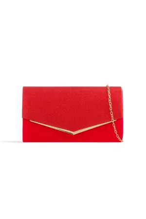Red Glitter Envelope Clutch Bag