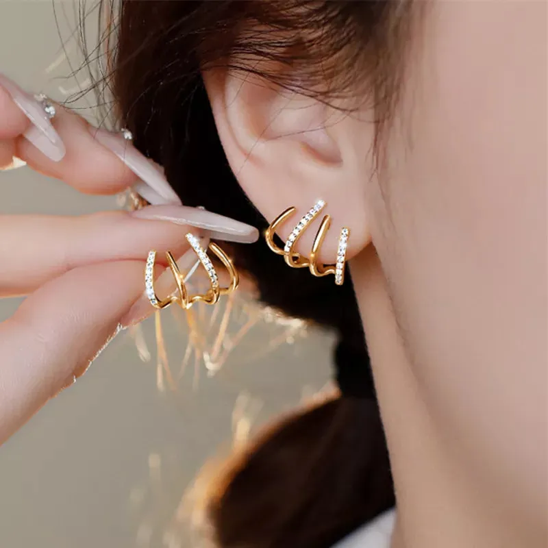 Retro Metal Gold Color Multiple Small Circle Stud Earrings for Women: Korean Jewelry Fashion Wedding Party Earrings, Jewelry Gift.