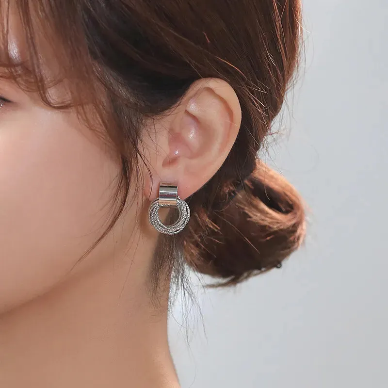Retro Metal Gold Color Multiple Small Circle Stud Earrings for Women: Korean Jewelry Fashion Wedding Party Earrings, Jewelry Gift.