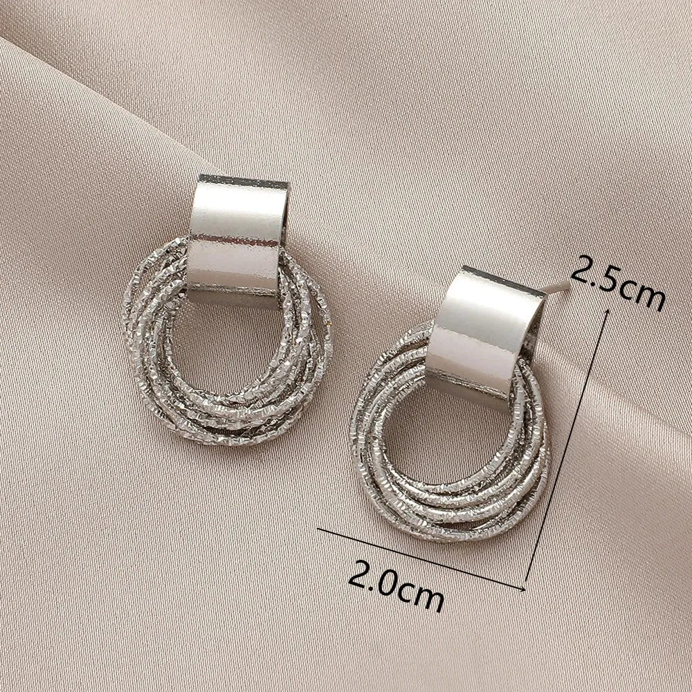 Retro Metal Gold Color Multiple Small Circle Stud Earrings for Women: Korean Jewelry Fashion Wedding Party Earrings, Jewelry Gift.