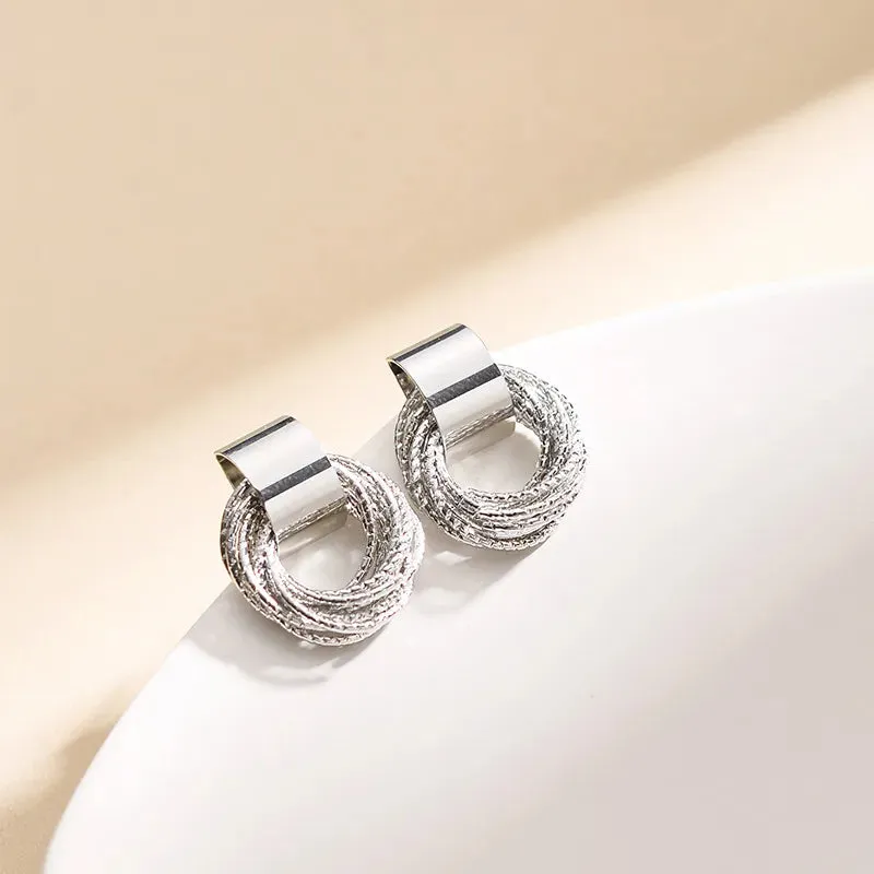 Retro Metal Gold Color Multiple Small Circle Stud Earrings for Women: Korean Jewelry Fashion Wedding Party Earrings, Jewelry Gift.