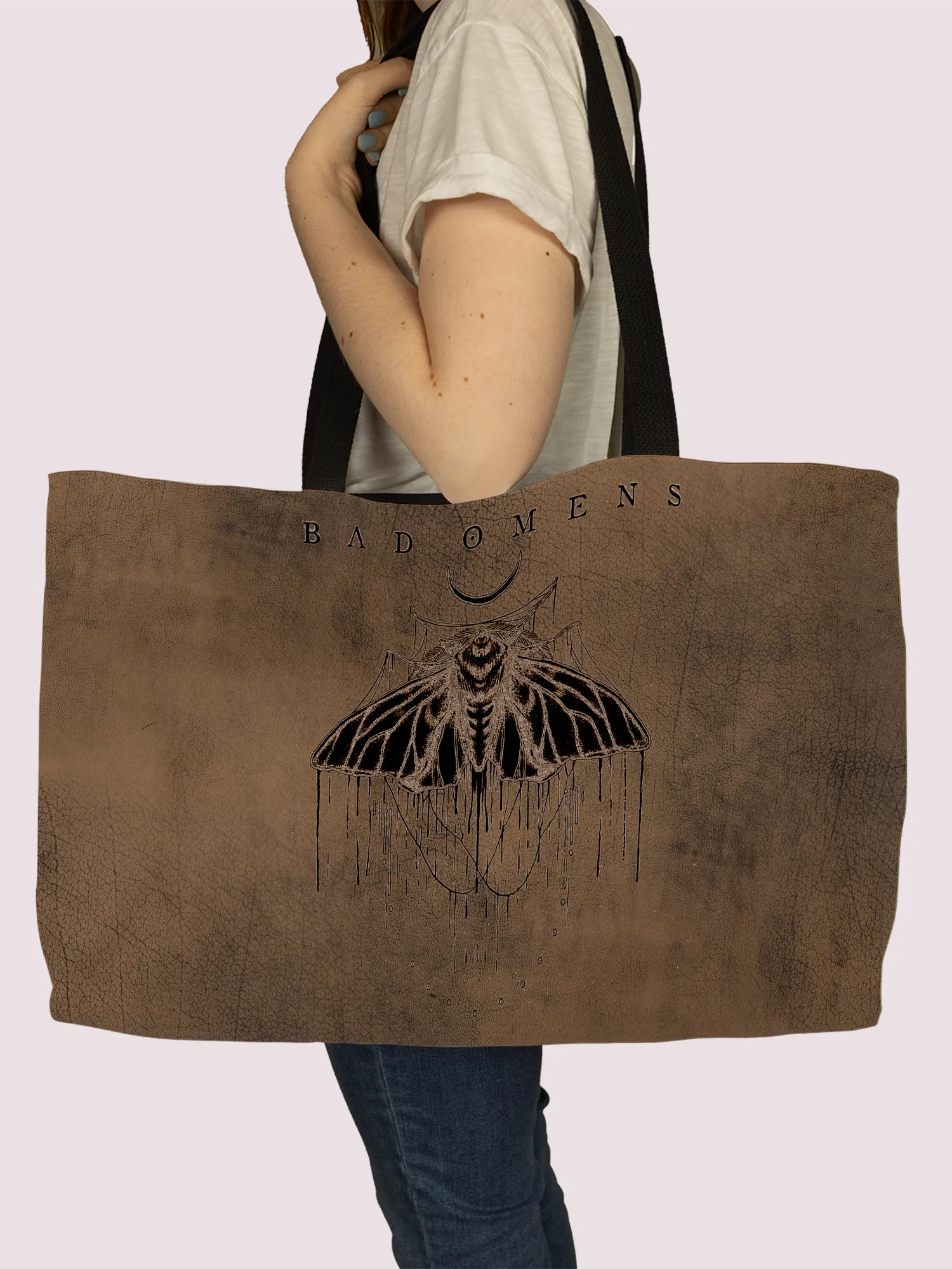 Rocksax Bad Omens Webbing Handled Beach/Shopper Tote - Moth