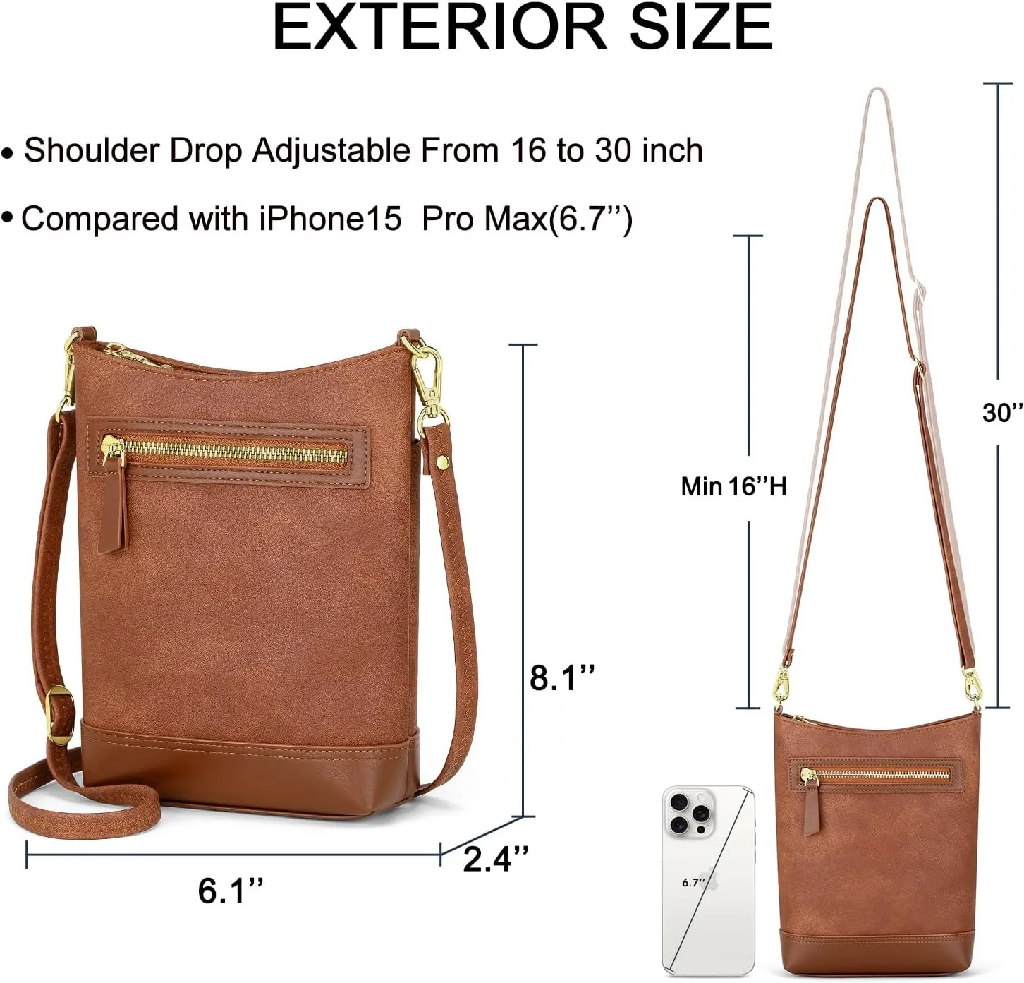 RONSIN Small Crossbody Bags for Women Cell Phone Purse Bucket Bag, Shoulder Hobo Handbags with Multi Zipper Pockets