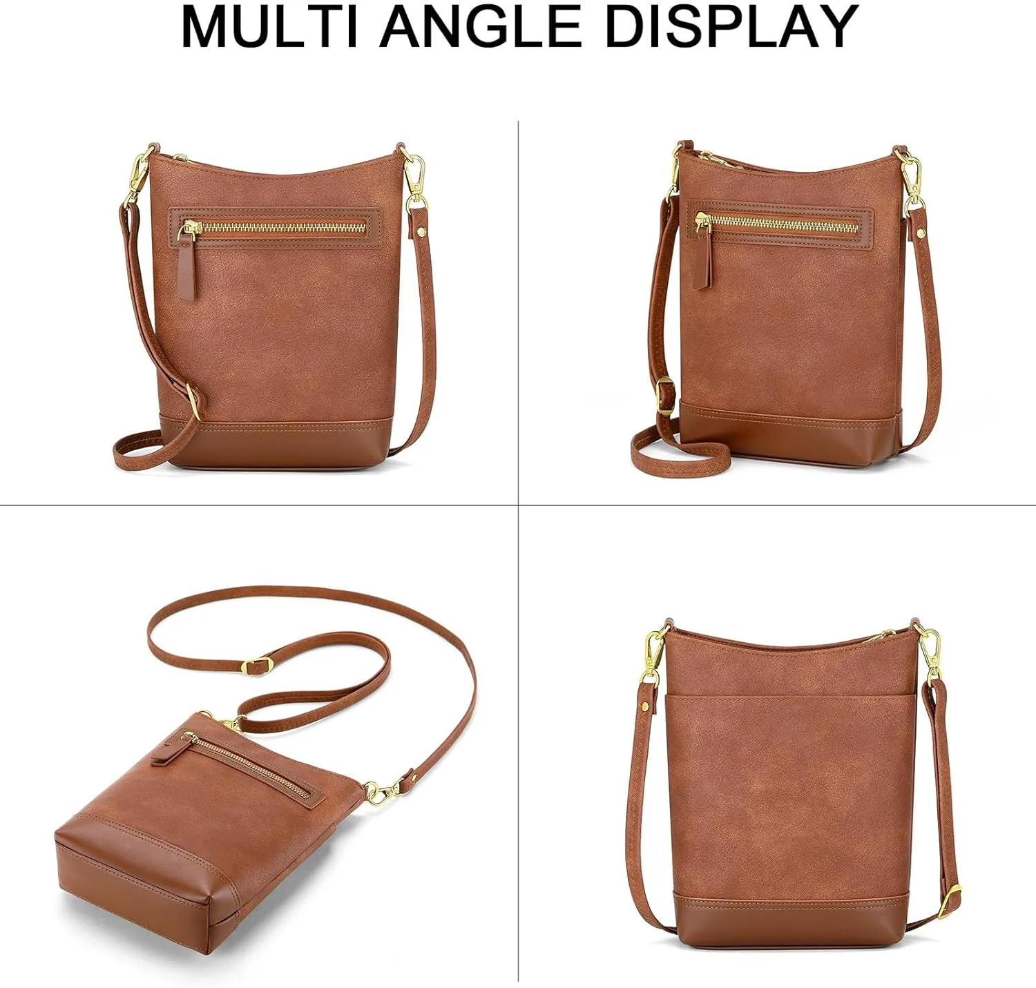 RONSIN Small Crossbody Bags for Women Cell Phone Purse Bucket Bag, Shoulder Hobo Handbags with Multi Zipper Pockets
