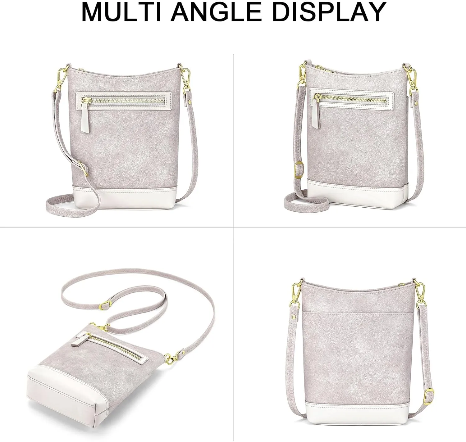 RONSIN Small Crossbody Bags for Women Cell Phone Purse Bucket Bag, Shoulder Hobo Handbags with Multi Zipper Pockets