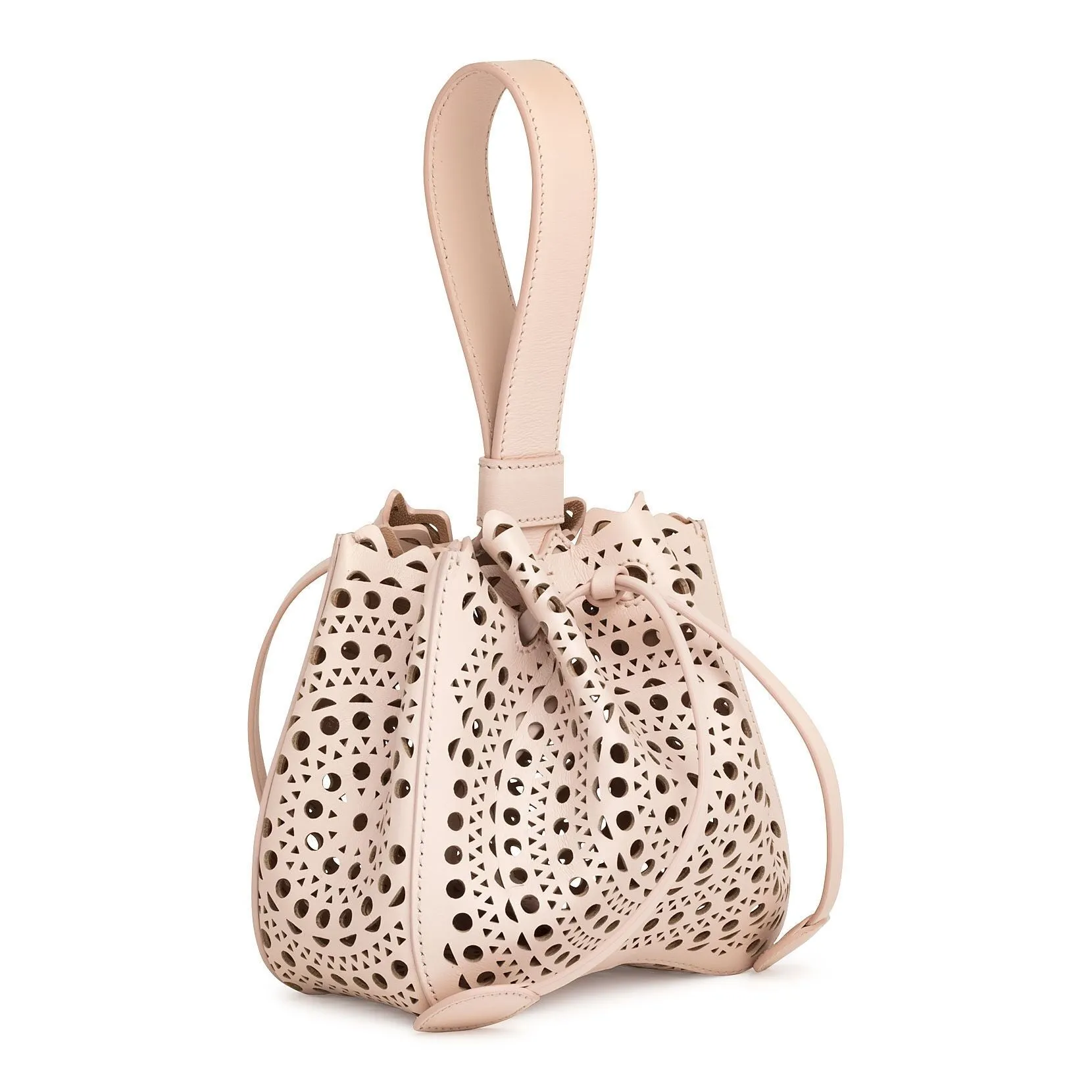 Rose-Marie Mini blush laser-cut bucket bag