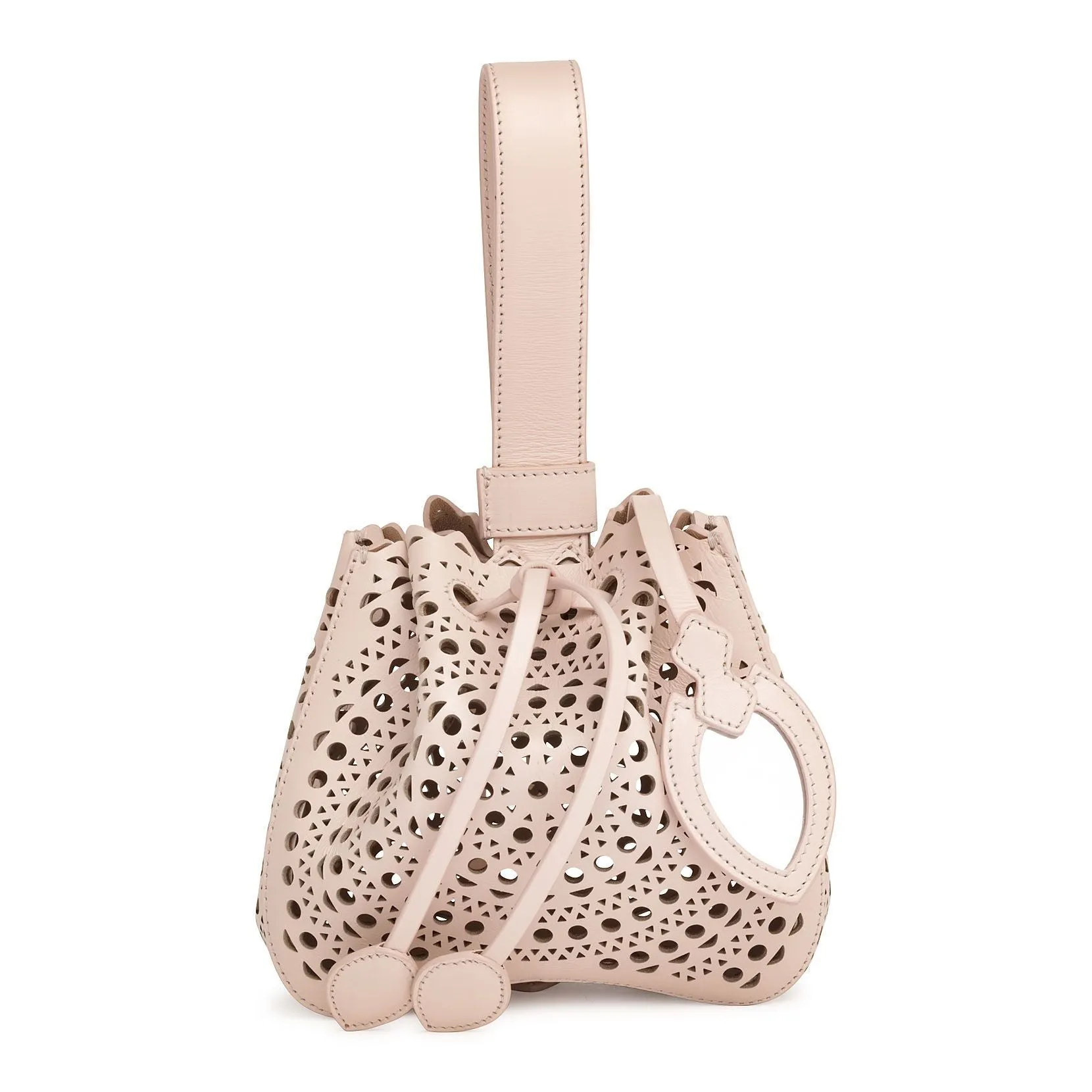 Rose-Marie Mini blush laser-cut bucket bag