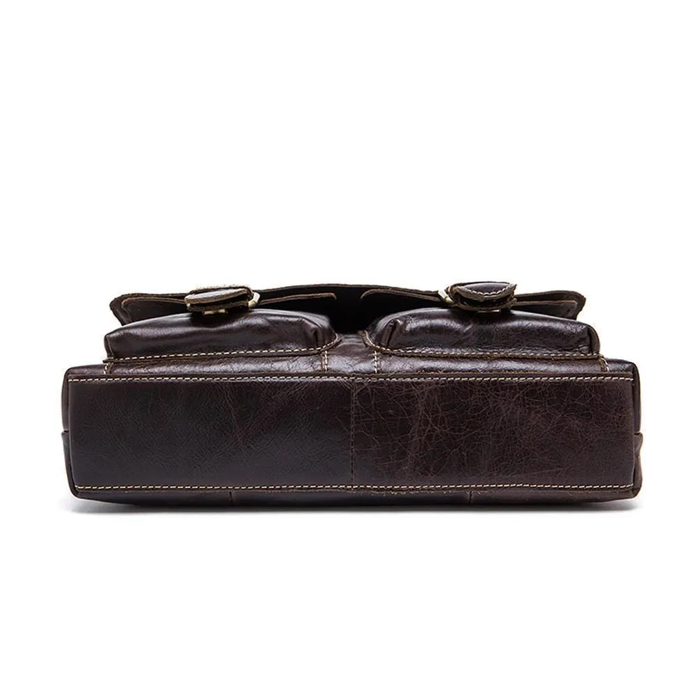 Rossie Viren Vintage Leather Men Rugged Post Messenger Crossbody Bag