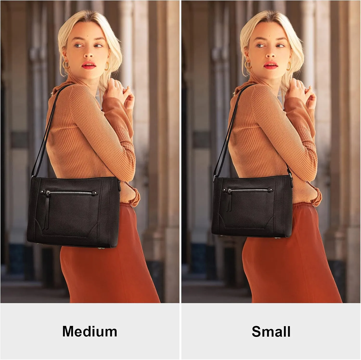 S-ZONE Medium Women Genuine Leather Crossbody Bags Cowhide Shoulder Handbag Ladies Purse