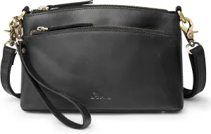 S-ZONE Small Genuine Leather Crossbody Bags for Women Purse and Handbag Wristlet
