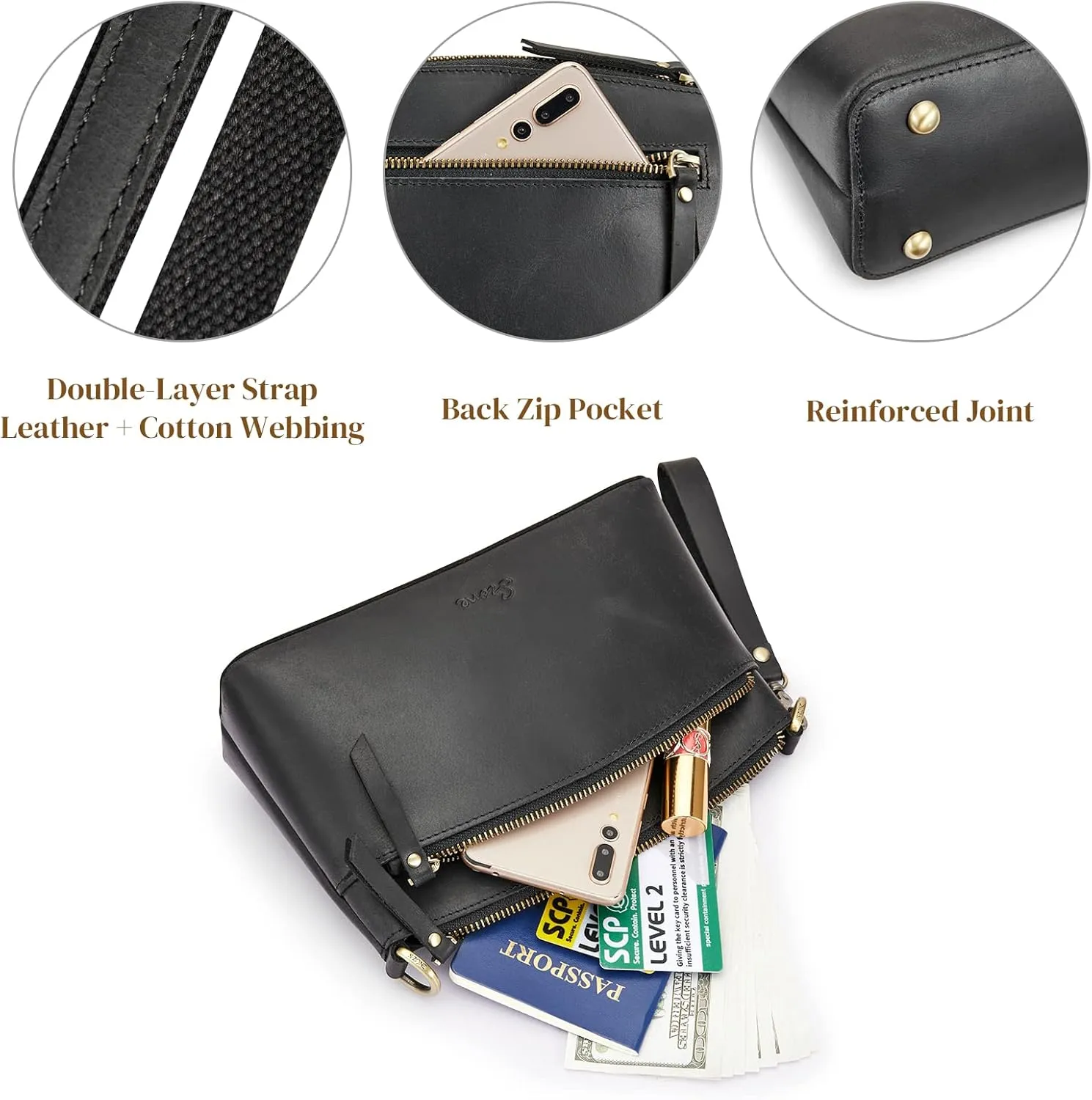 S-ZONE Small Genuine Leather Crossbody Bags for Women Purse and Handbag Wristlet