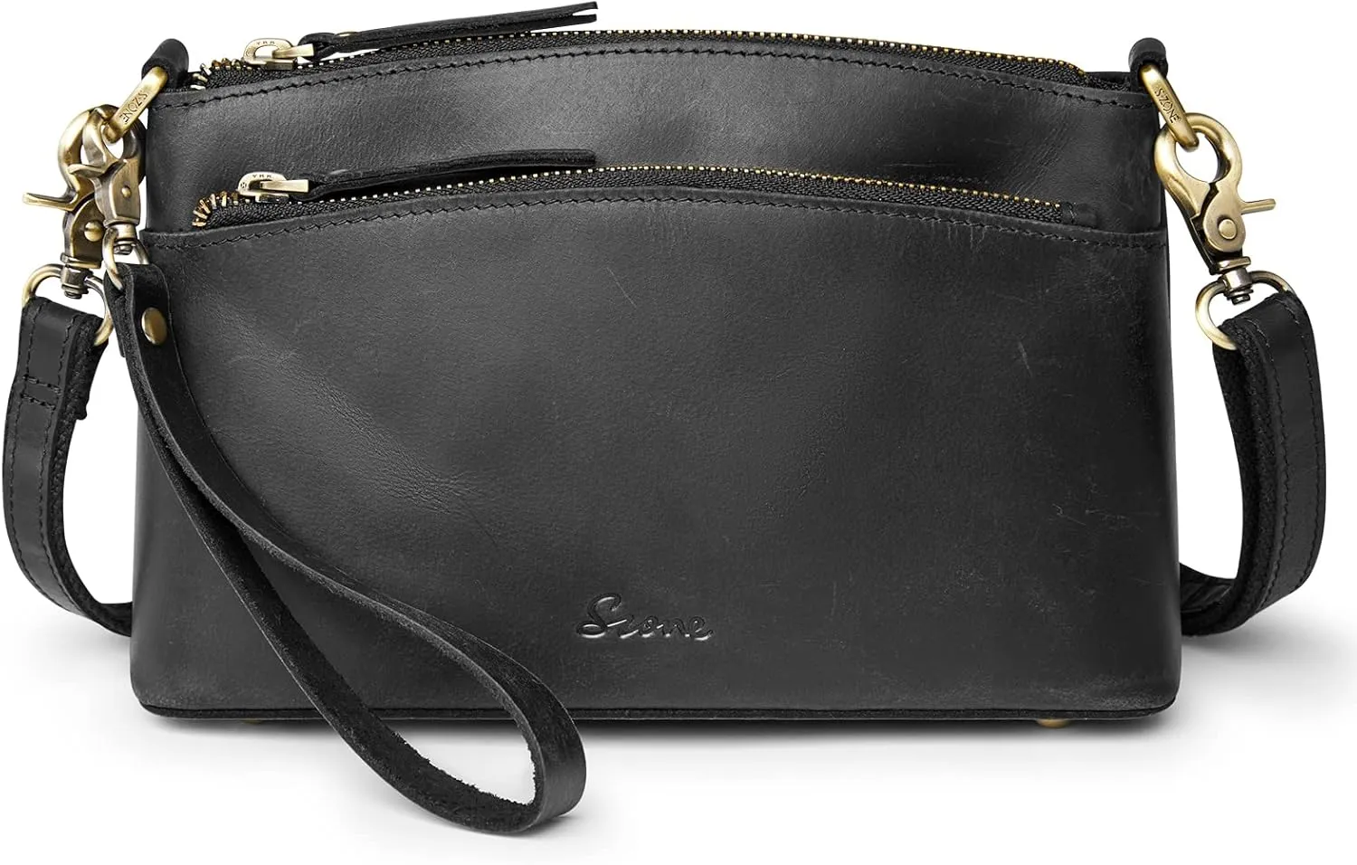 S-ZONE Small Genuine Leather Crossbody Bags for Women Purse and Handbag Wristlet