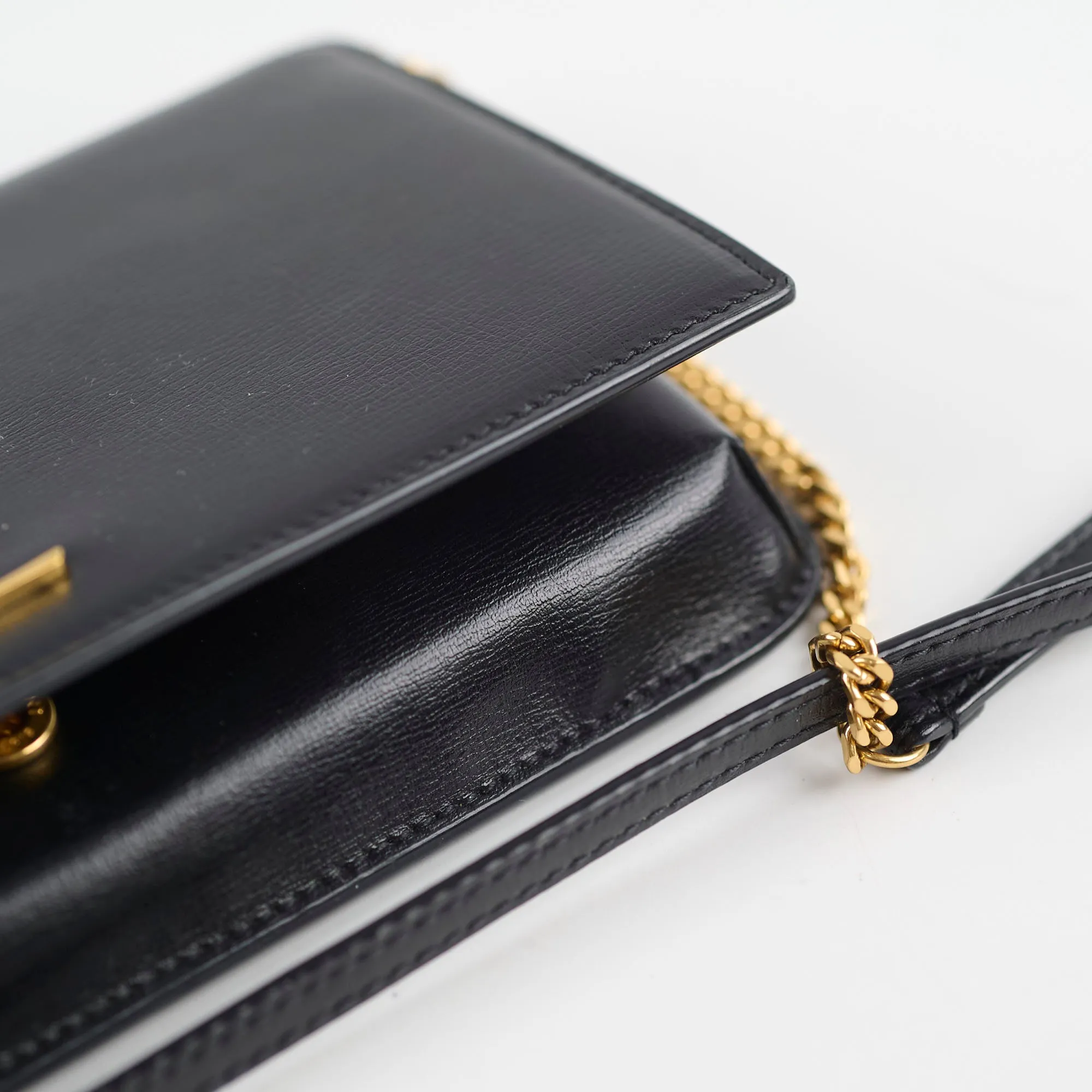 Saint Laurent Mini Phone Case On Chain Black