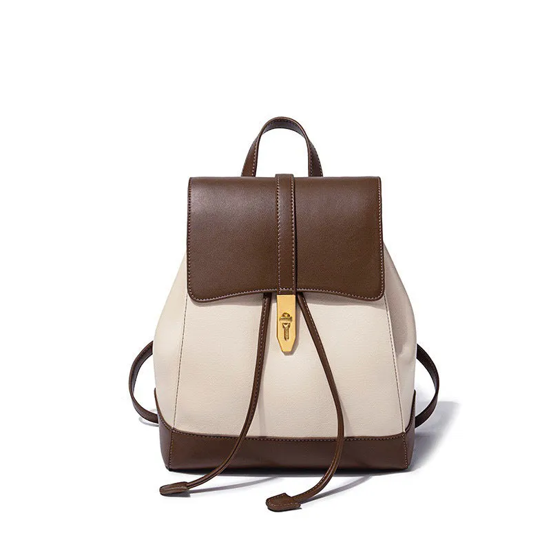 SEALBEER Backpack women's popular new trendy fashion backpack women's Korean version drawstring cowhide schoolbag women's college student travel bag