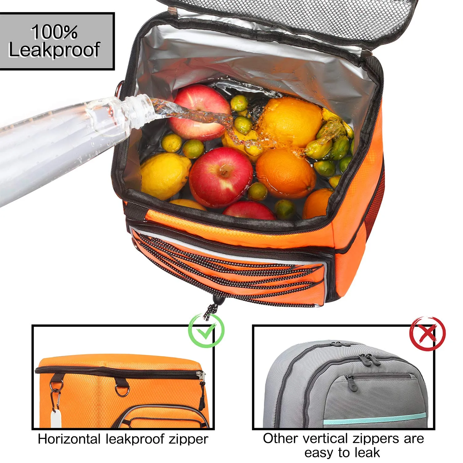 SEEHONOR Insulated Cooler Backpack Leakproof Soft Cooler Bag Lightweight Backpack Cooler Hiking Camping Park Beach, 25 Cans Orange