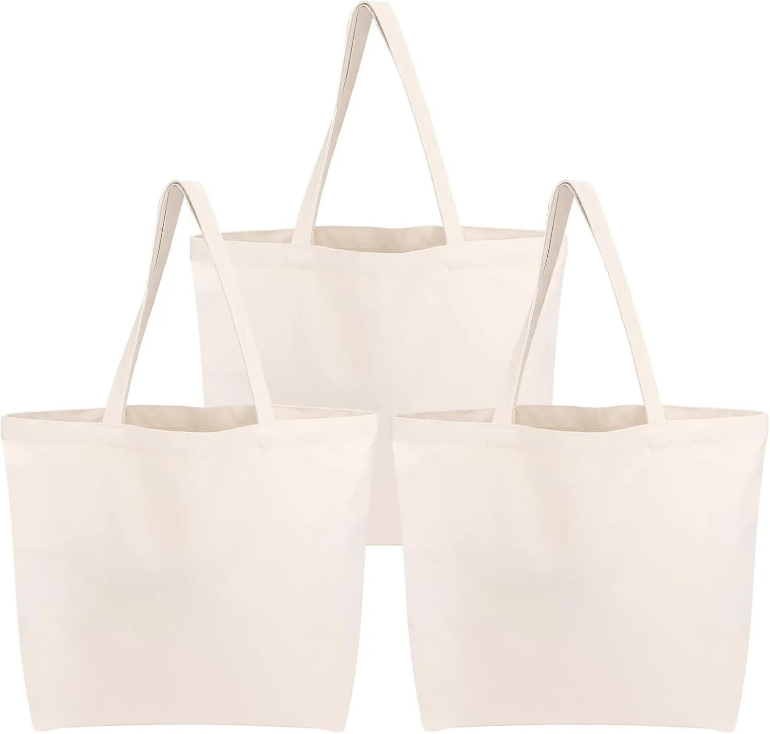 Segarty Blank Canvas Tote Bags, 3 Pack 18x15 Reusable Canvas Shoulder Bags for Women, Aesthetic with Natural Cotton Cloth, Tote for DIY, Gift, Grocery, Beach, Travel