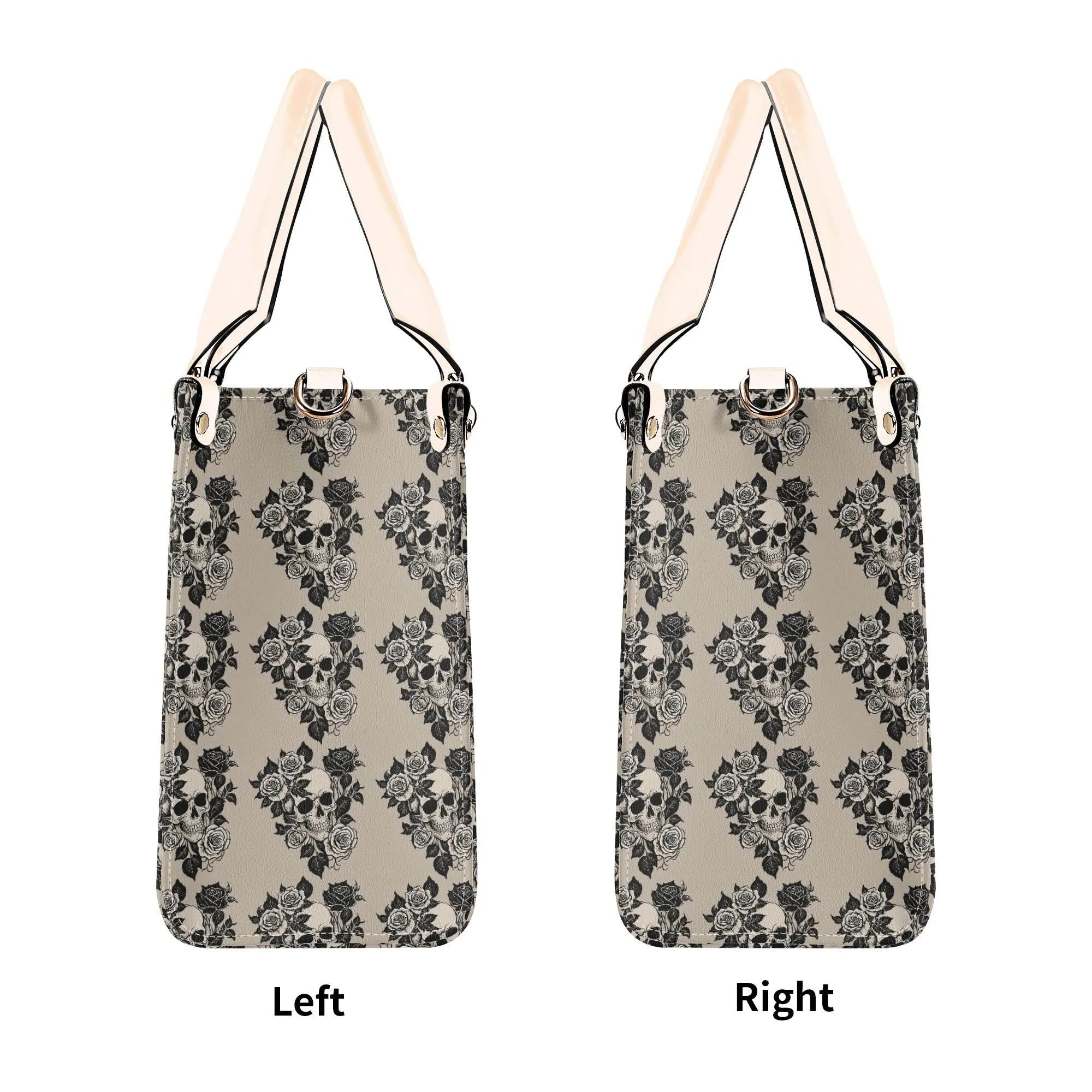 Sepia Skull and Rose Luxury Women Leather Handbag