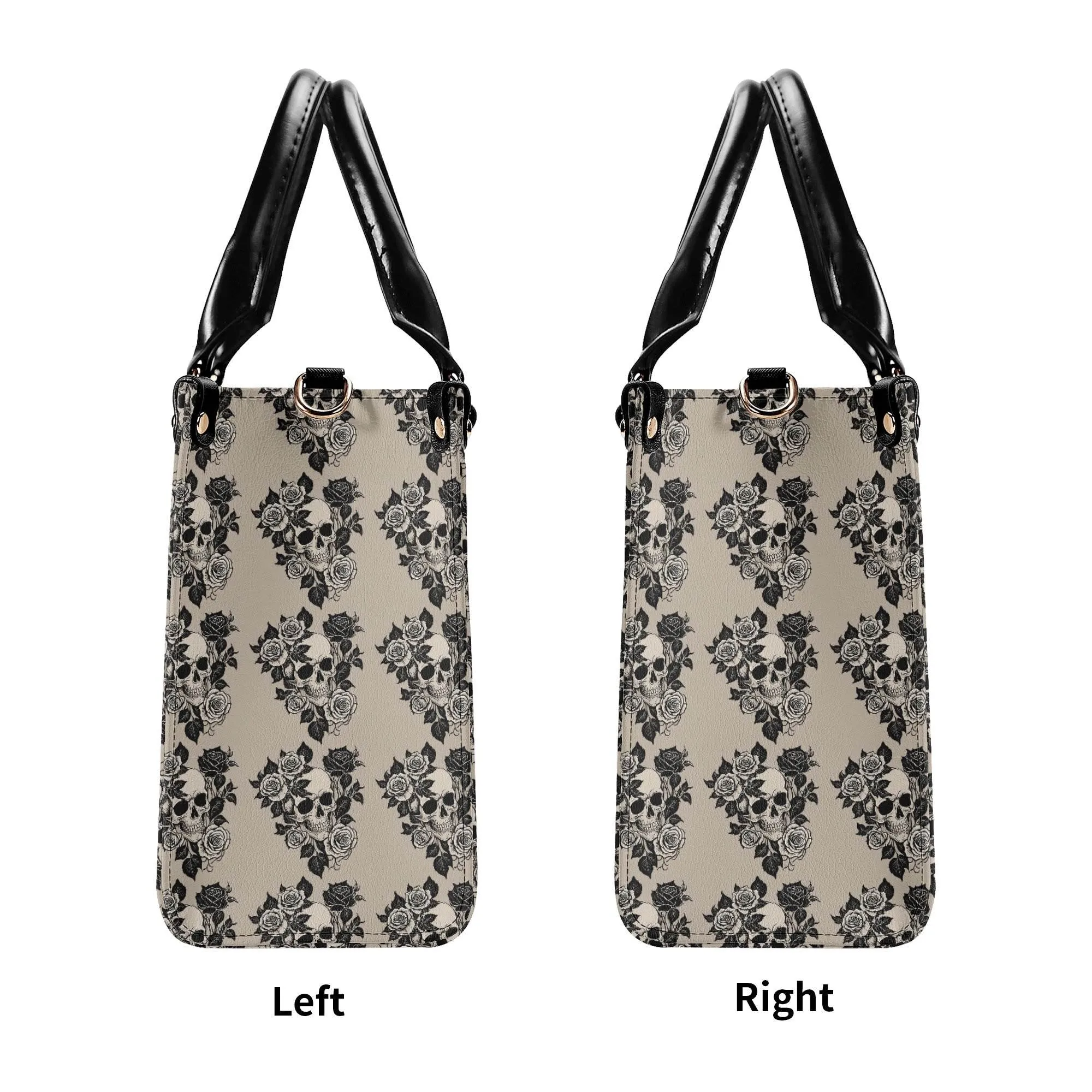Sepia Skull and Rose Luxury Women Leather Handbag