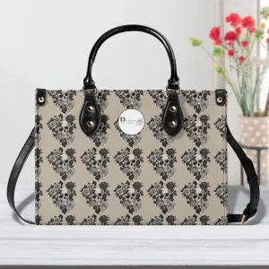 Sepia Skull and Rose Luxury Women Leather Handbag